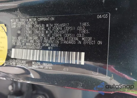 2004 Lexus Rx 330 z USA, uszkodzony, nr VIN JTJHA31U640014457